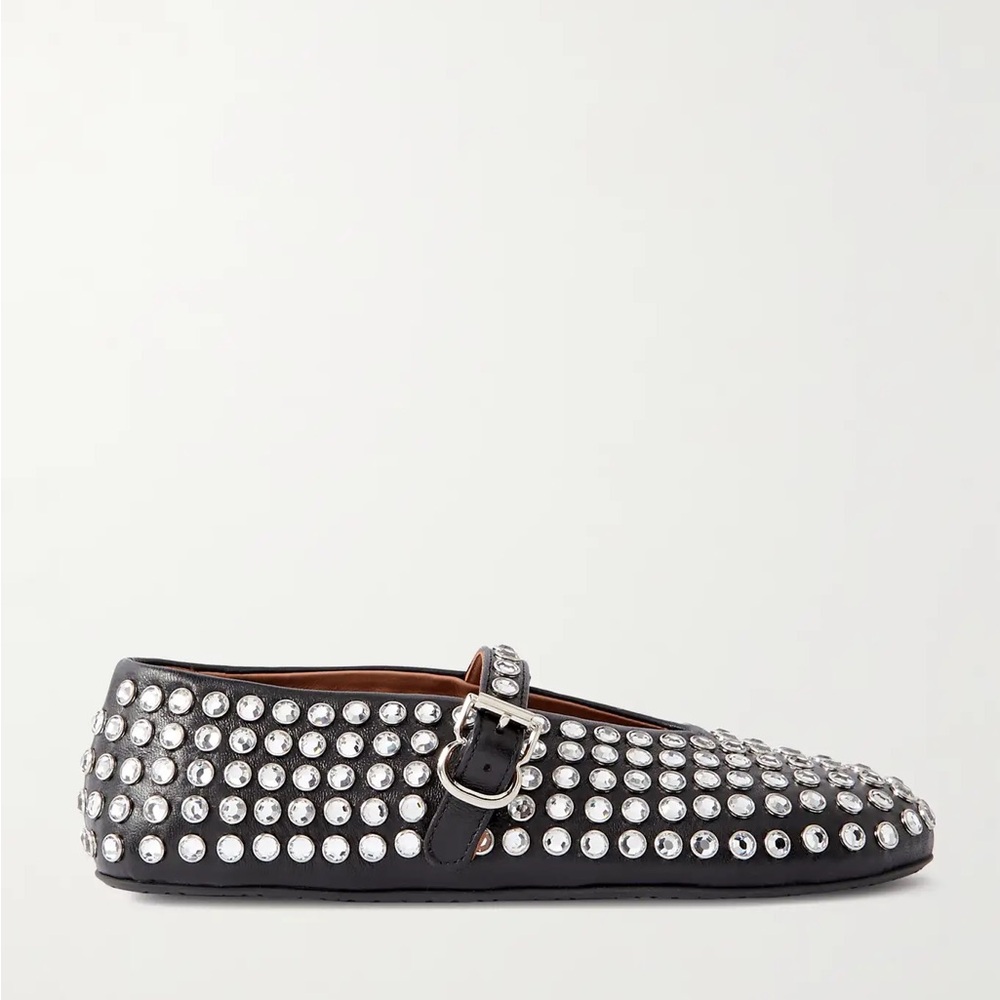 Alaia Black and Silver Studded Loafers